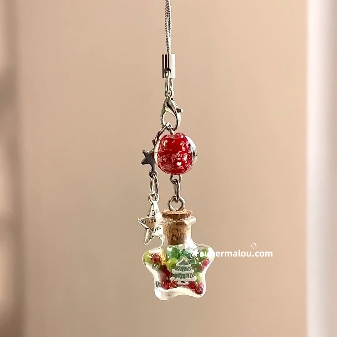 Merry Christmas Wishing Bottle Phone Chain