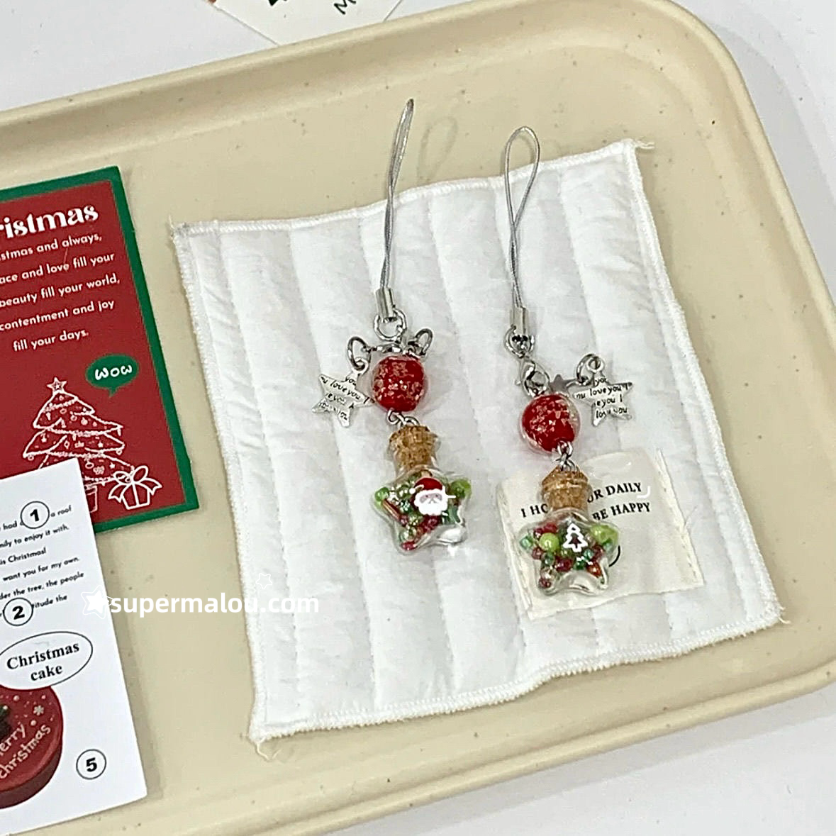 Merry Christmas Wishing Bottle Phone Chain