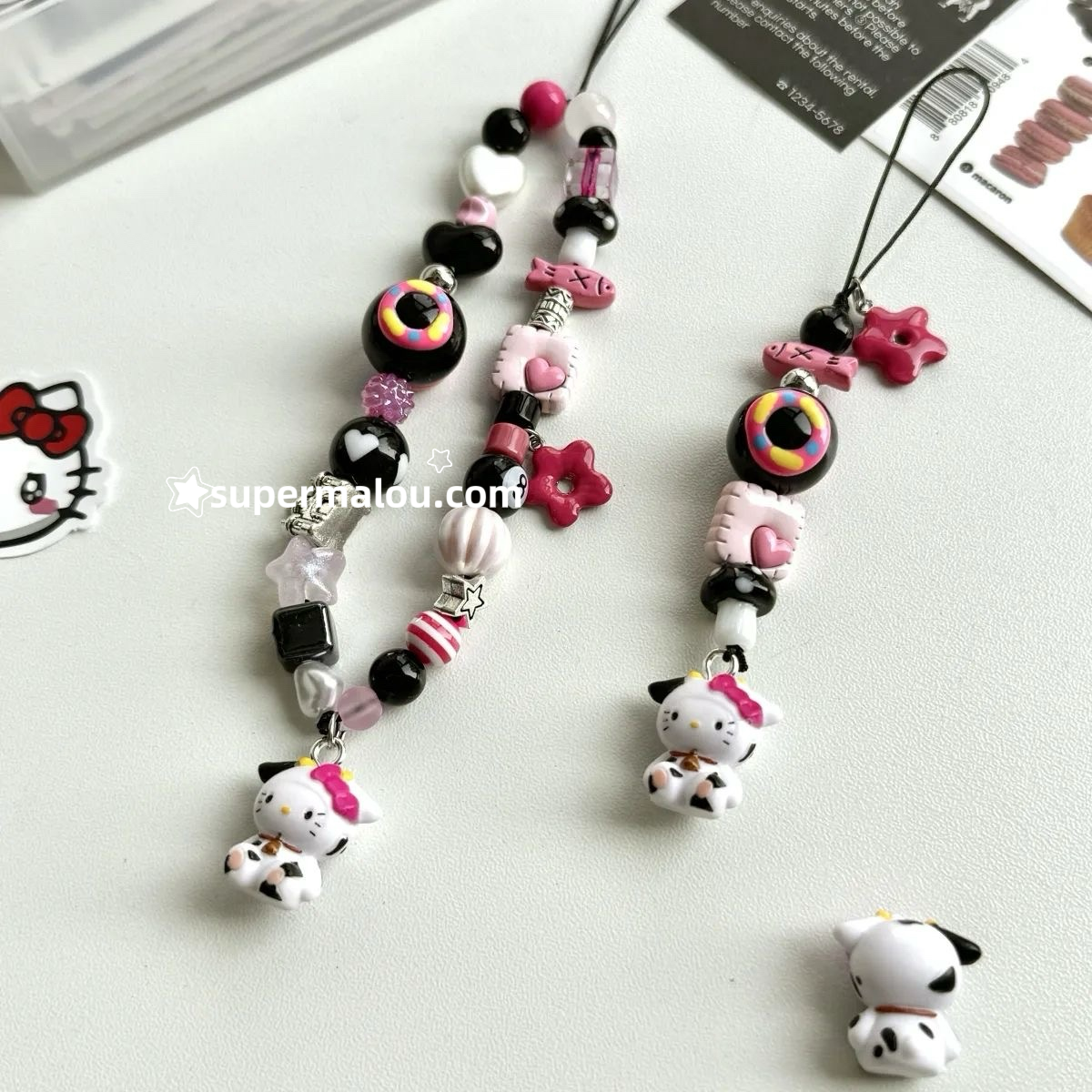 Milk Cow Hello Kitty Phone Chain