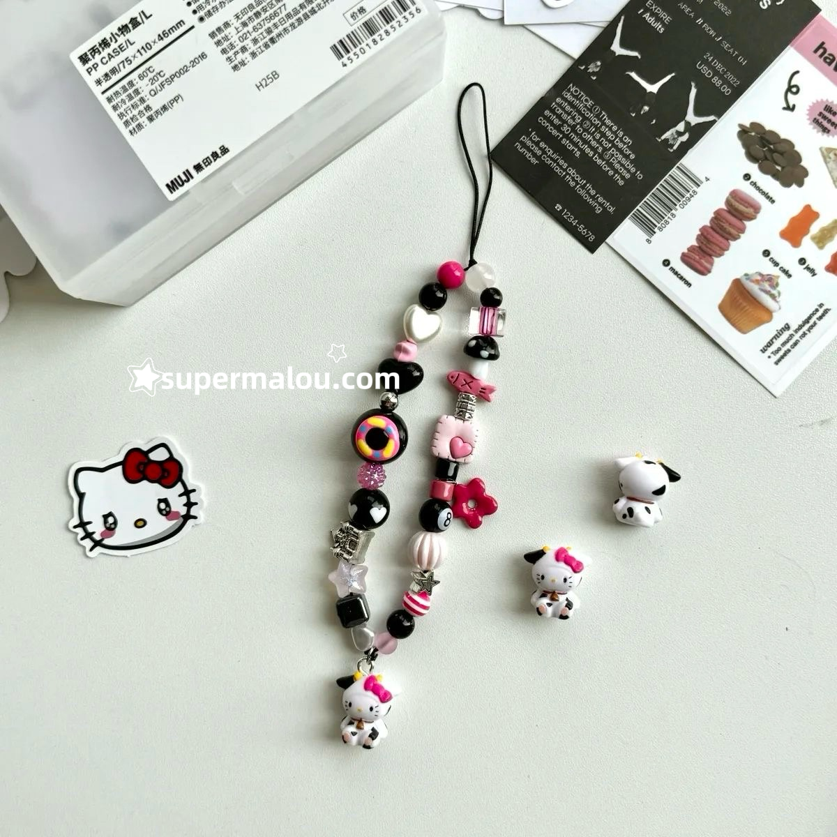 Milk Cow Hello Kitty Phone Chain