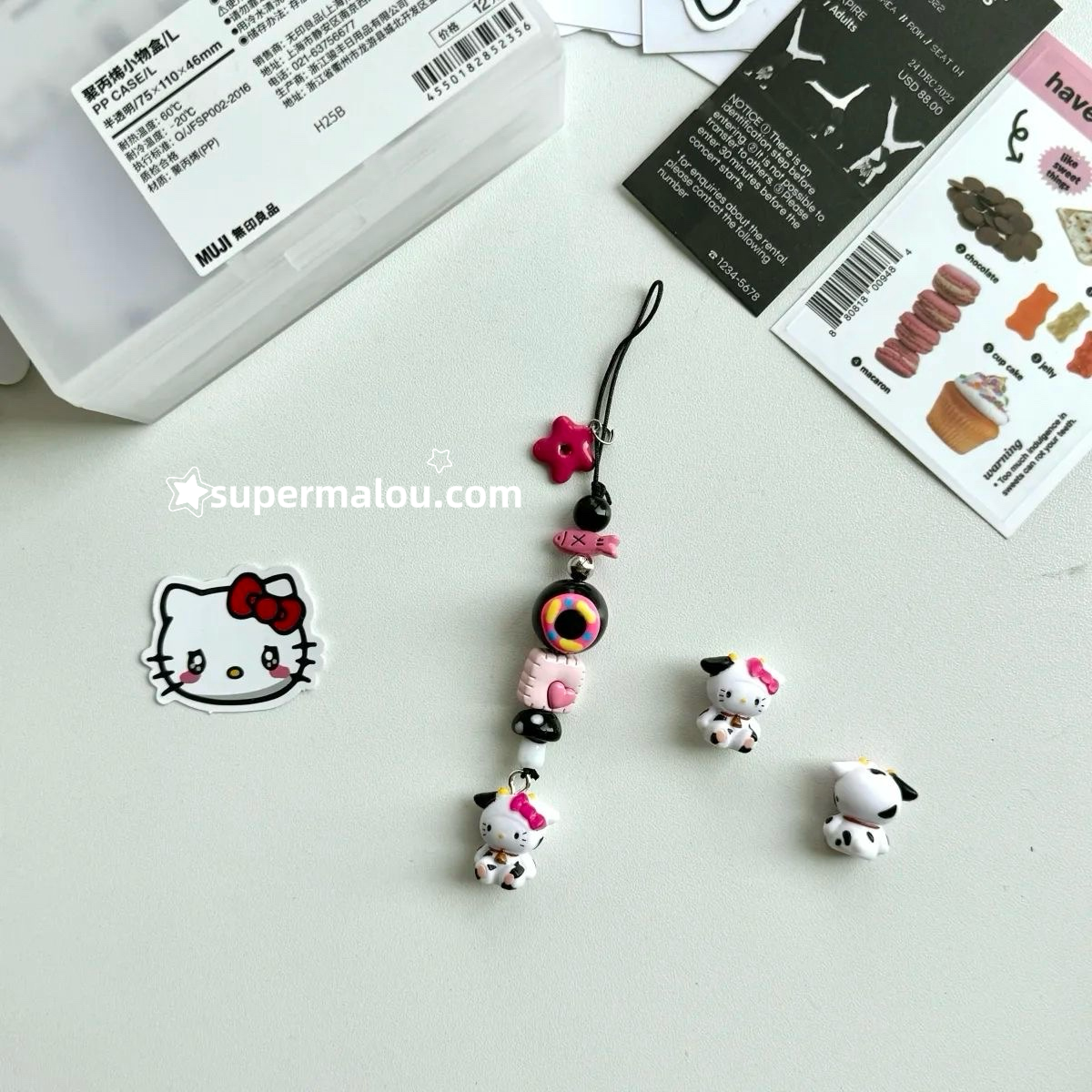 Milk Cow Hello Kitty Phone Chain