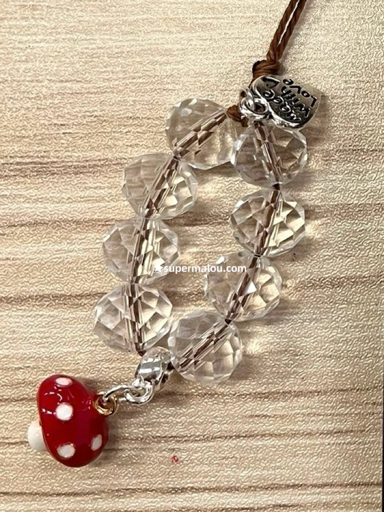 Mushroom Crystal Beaded Phone Chain