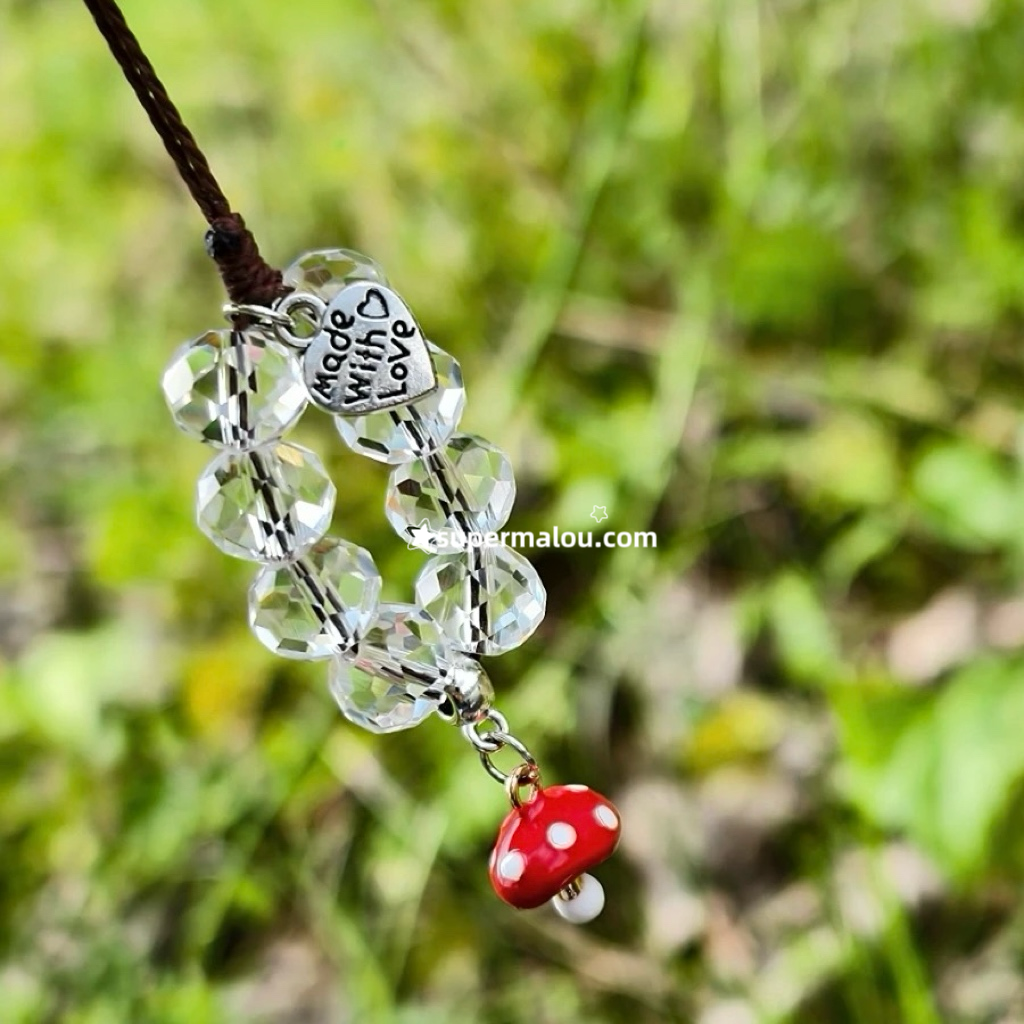 Mushroom Crystal Beaded Phone Chain