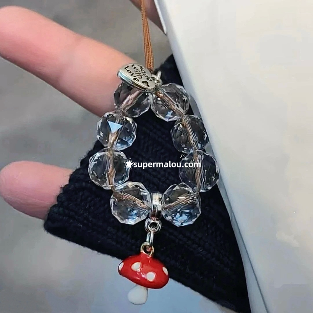 Mushroom Crystal Beaded Phone Chain