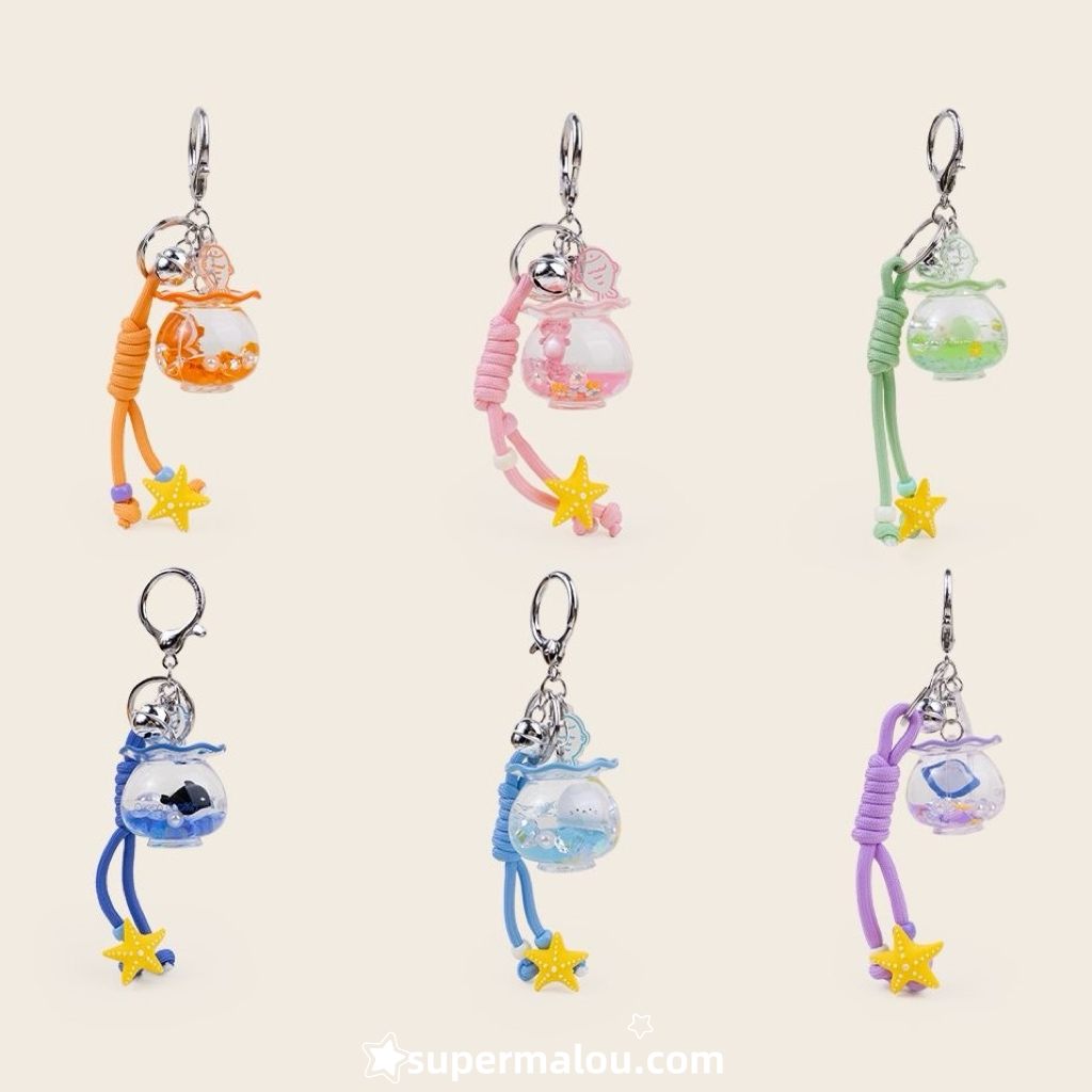 Ocean Themed Small Fish Drifting Bottle Sand Keychain