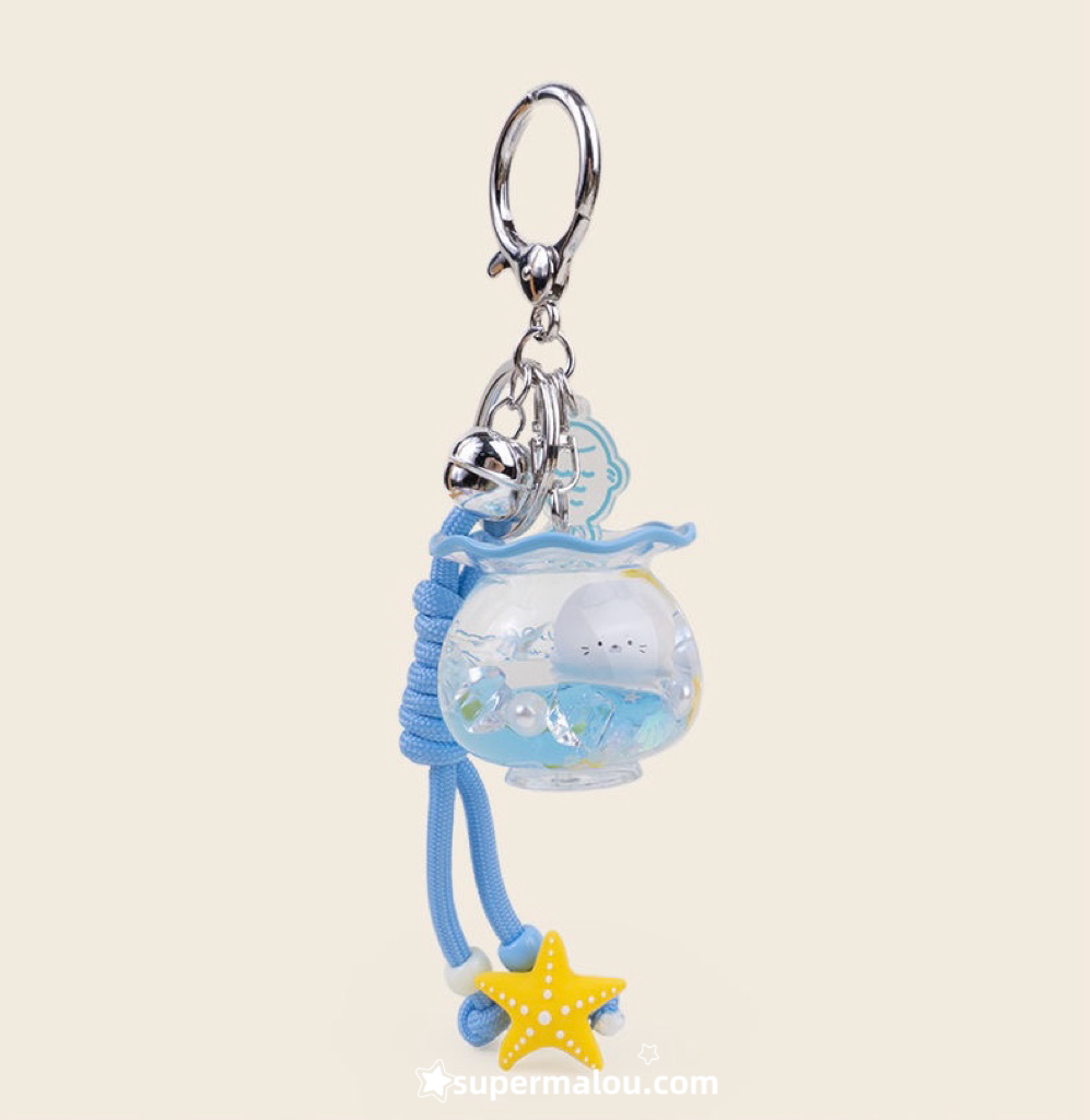 Ocean Themed Small Fish Drifting Bottle Sand Keychain