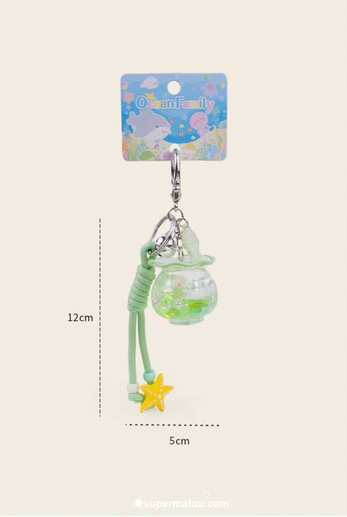 Ocean Themed Small Fish Drifting Bottle Sand Keychain