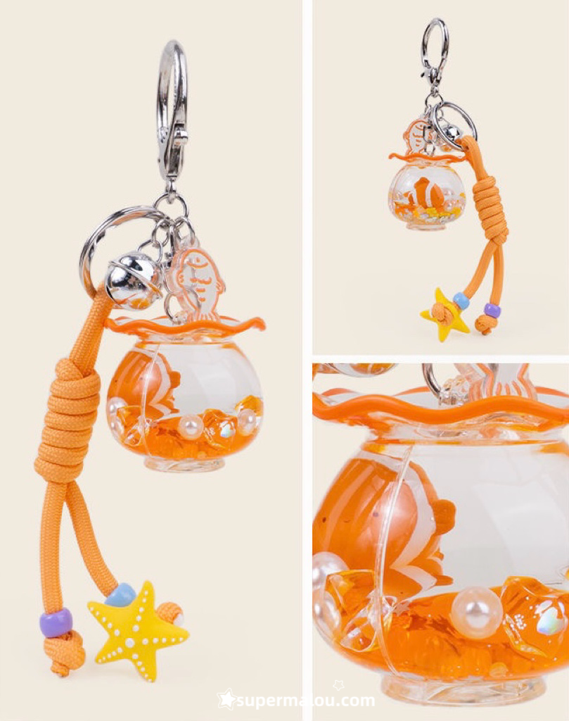 Ocean Themed Small Fish Drifting Bottle Sand Keychain
