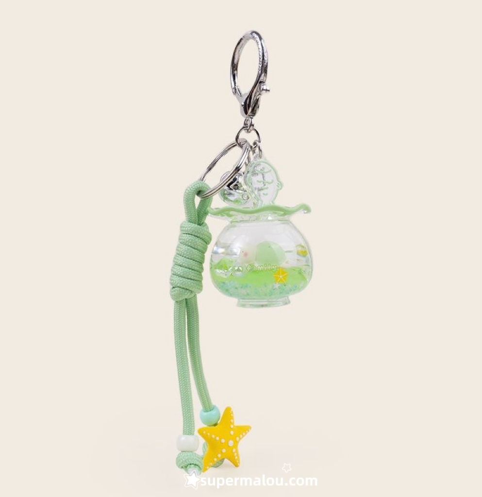 Ocean Themed Small Fish Drifting Bottle Sand Keychain