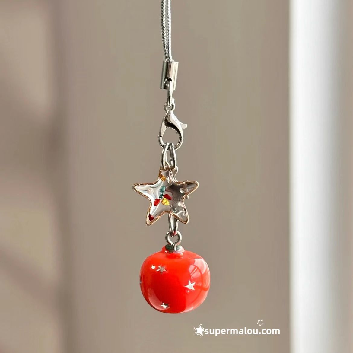 Orange Red Star Apple Pendant Phone Chain