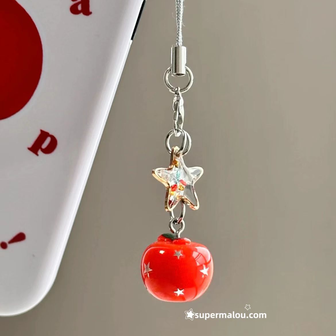 Orange Red Star Apple Pendant Phone Chain