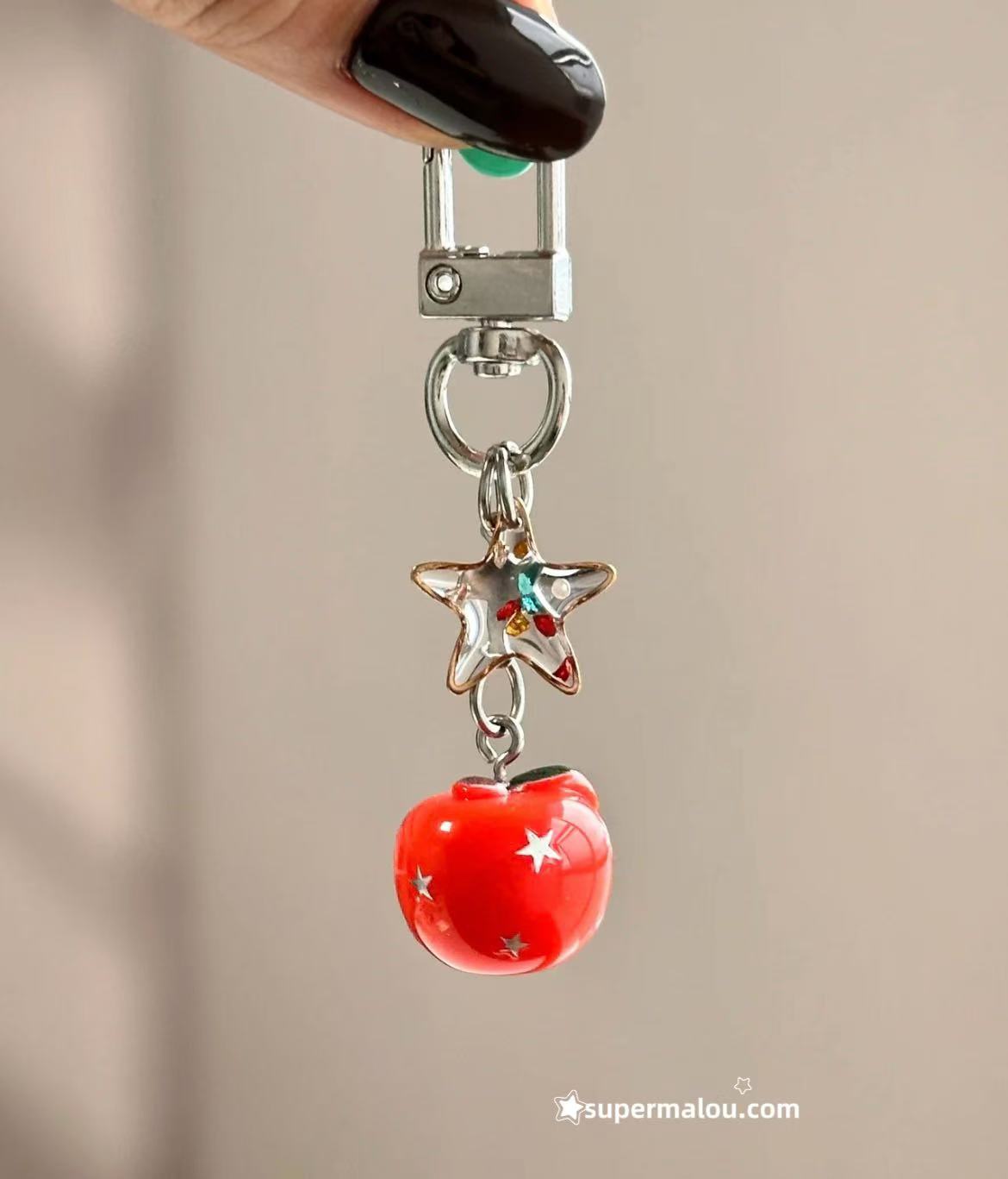 Orange Red Star Apple Pendant Phone Chain