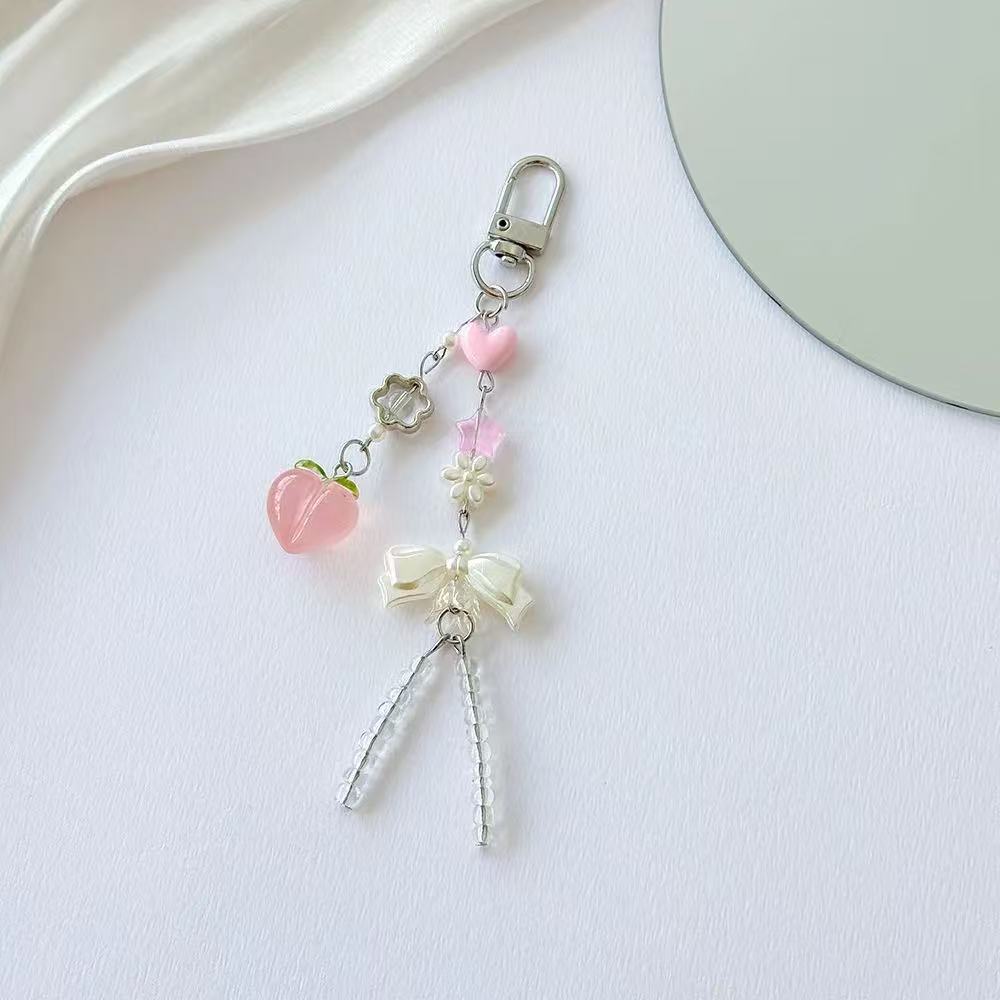 Peach Bow Phone Chain Pendant
