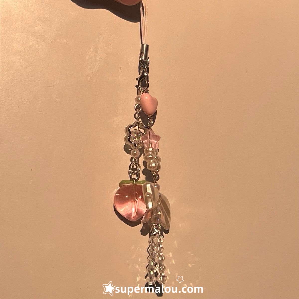 Peach Bow Phone Chain Pendant