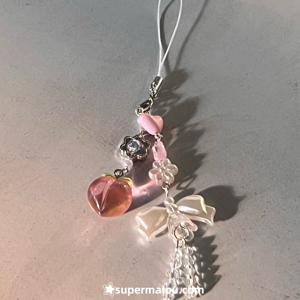 Peach Bow Phone Chain Pendant