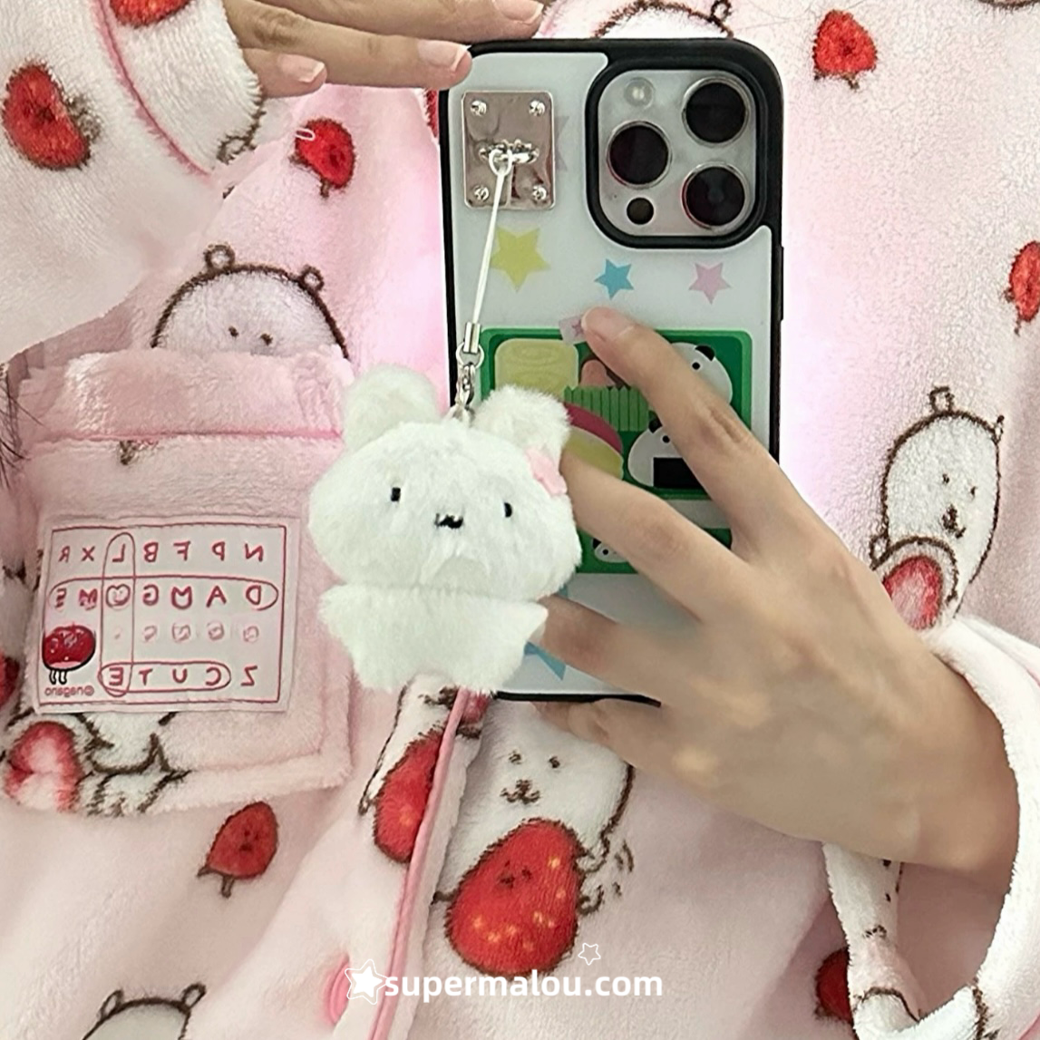 Peach Rabbit Strawberry Rabbit Plush Pendant Keychain