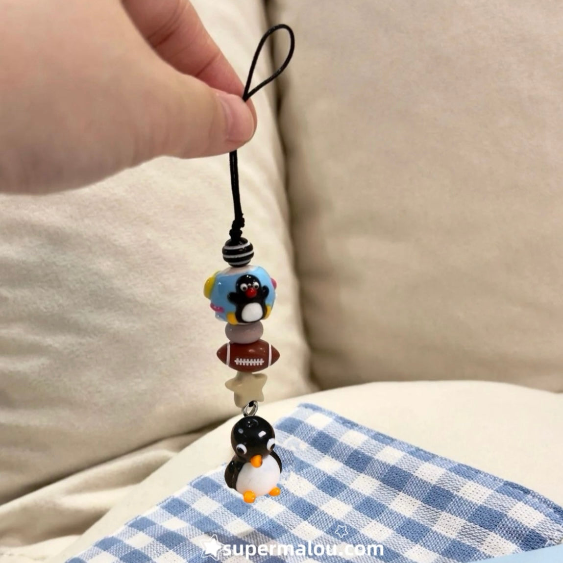 Penguin Football Bead Phone Chain