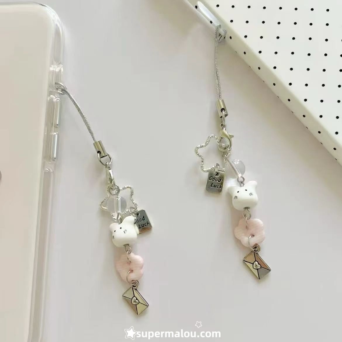 Pink Bunny Confession Letter Phone Chain