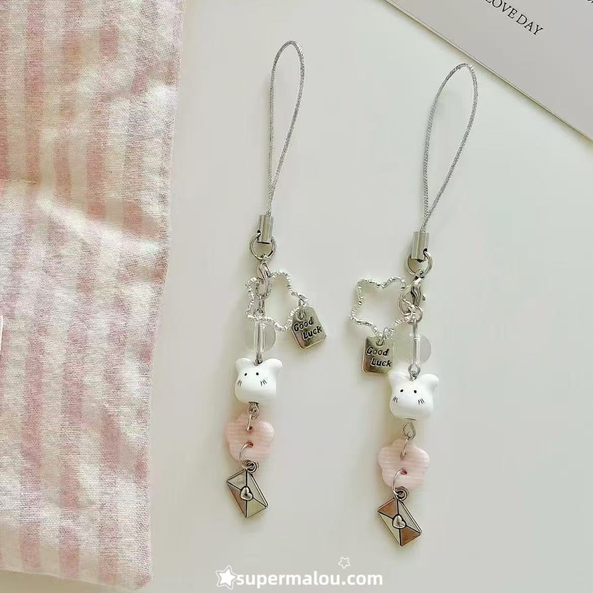 Pink Bunny Confession Letter Phone Chain