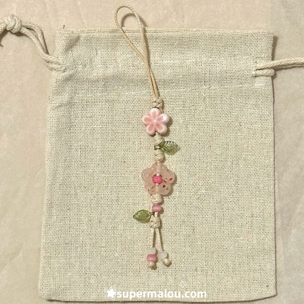 Pink Flower Ceramics Phone Chain