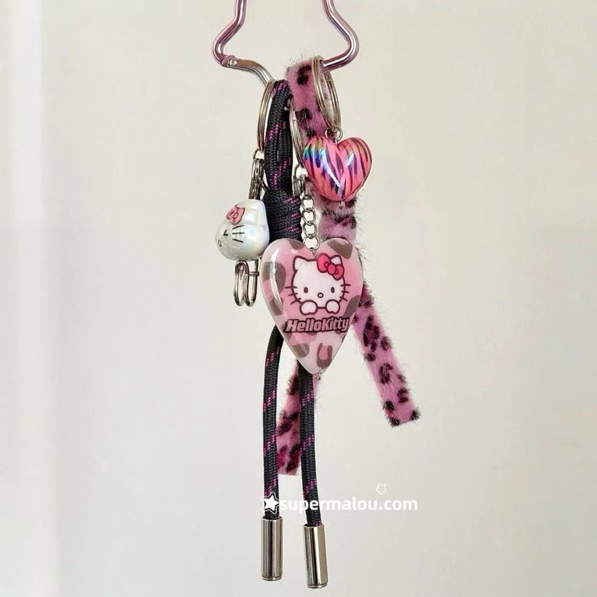 Pink Leopard Print Hello Kitty Pendant