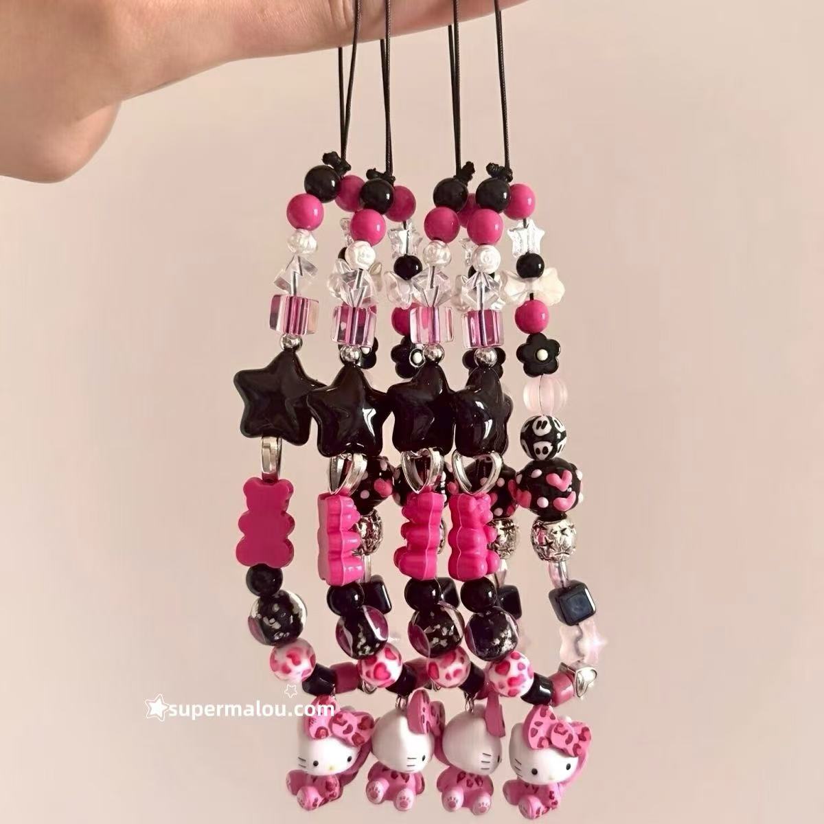 Pink Leopard Print Hello Kitty Phone Chain