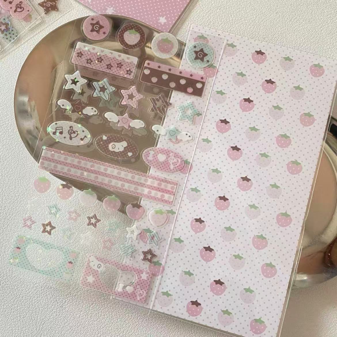 Pink Little Wings Cute Music Note Sticker Set of 4