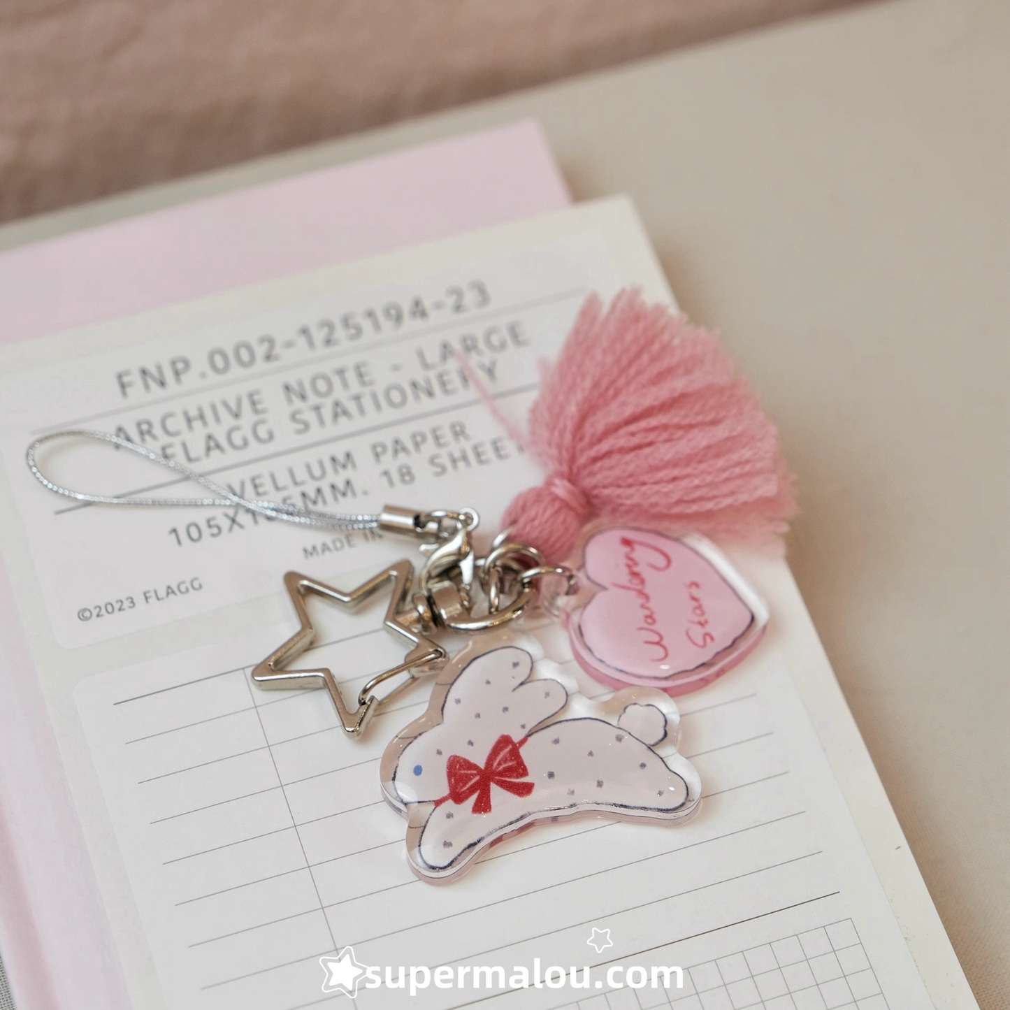 Pink Love Rabbit Dropping Adhesive Pendant Keychain