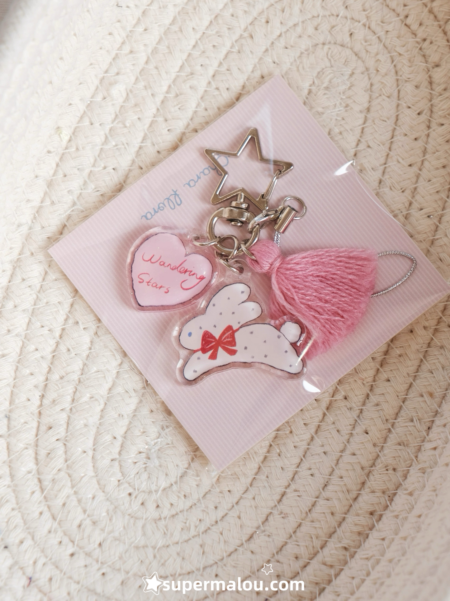 Pink Love Rabbit Dropping Adhesive Pendant Keychain
