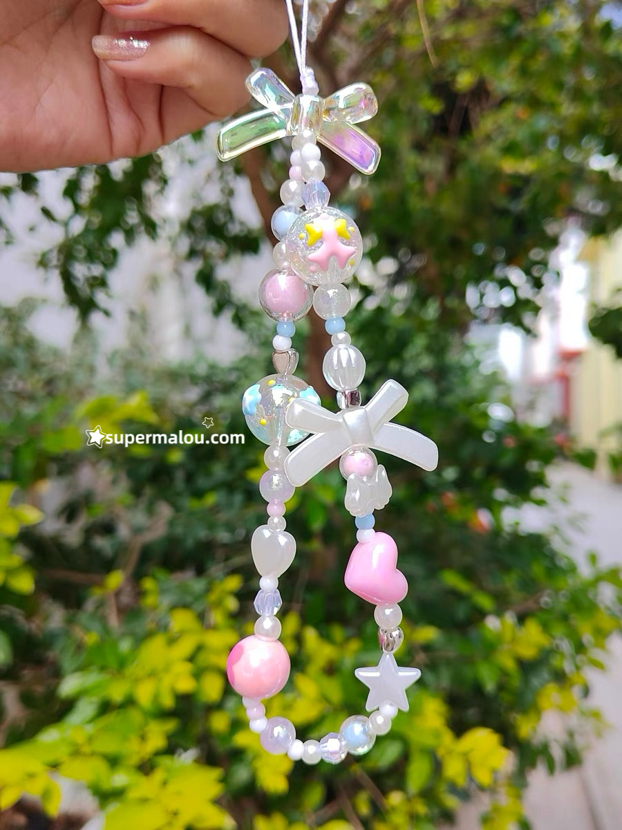 Pink Sweet Cool Beaded Phone Chain