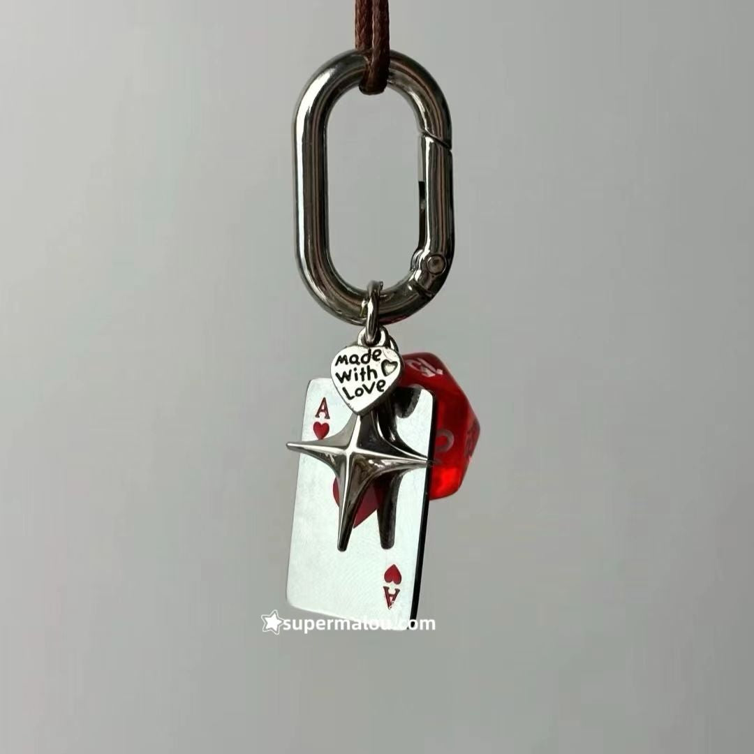 Poker Red Dice keychain