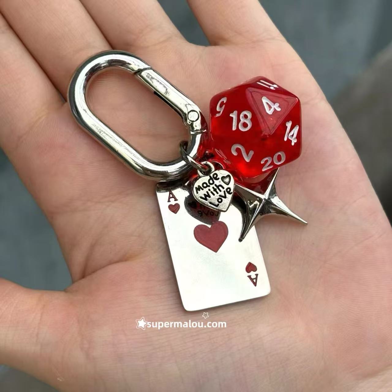 Poker Red Dice keychain