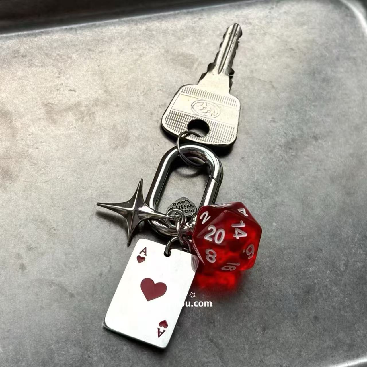 Poker Red Dice keychain