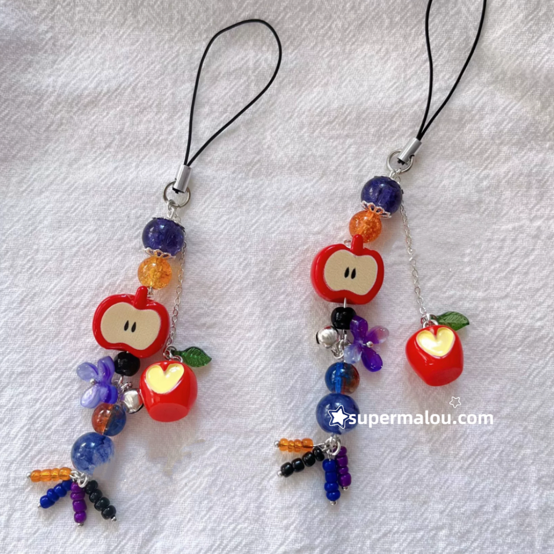 Purple Blue Red Apple Phone Chain