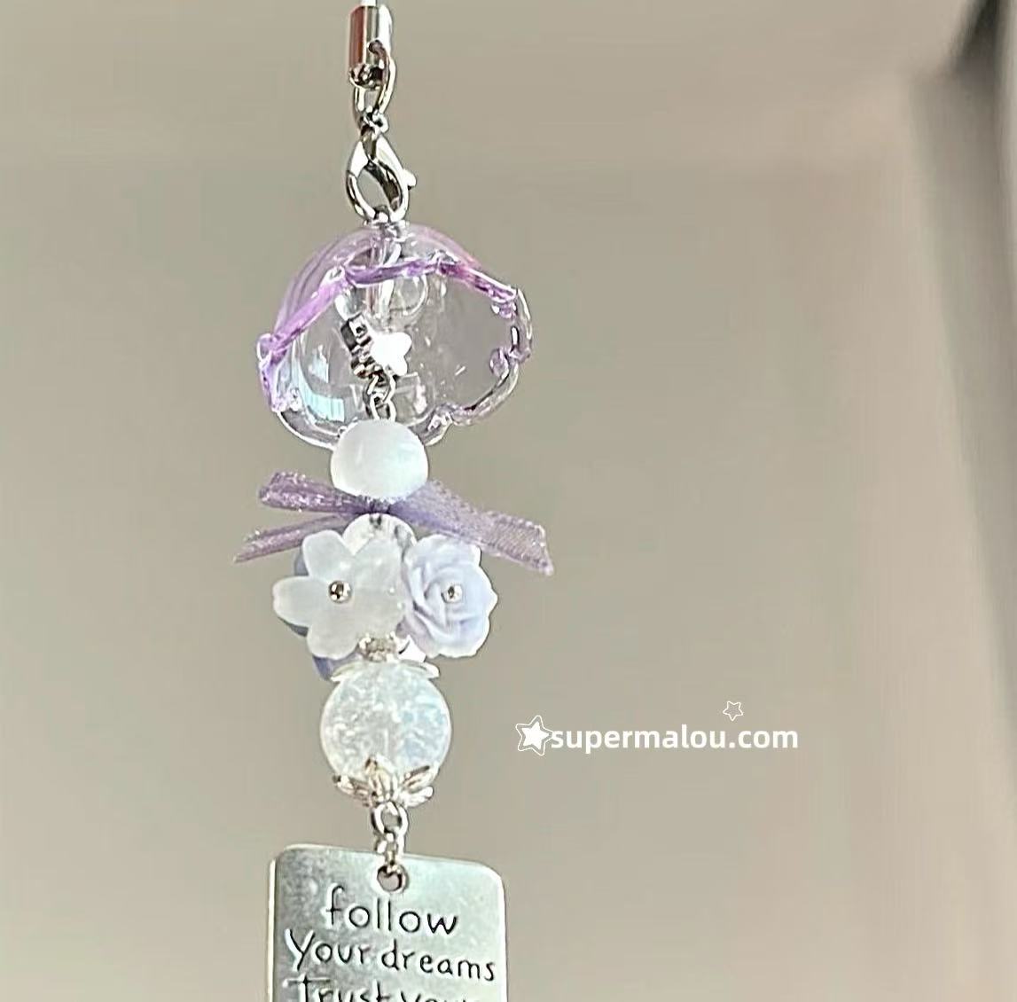 Purple Elf Jellyfish Wind Chime Phone Chain