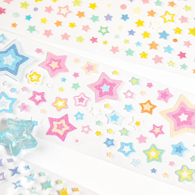 Rainbow Star Flash Sticker Roll Set Of 4
