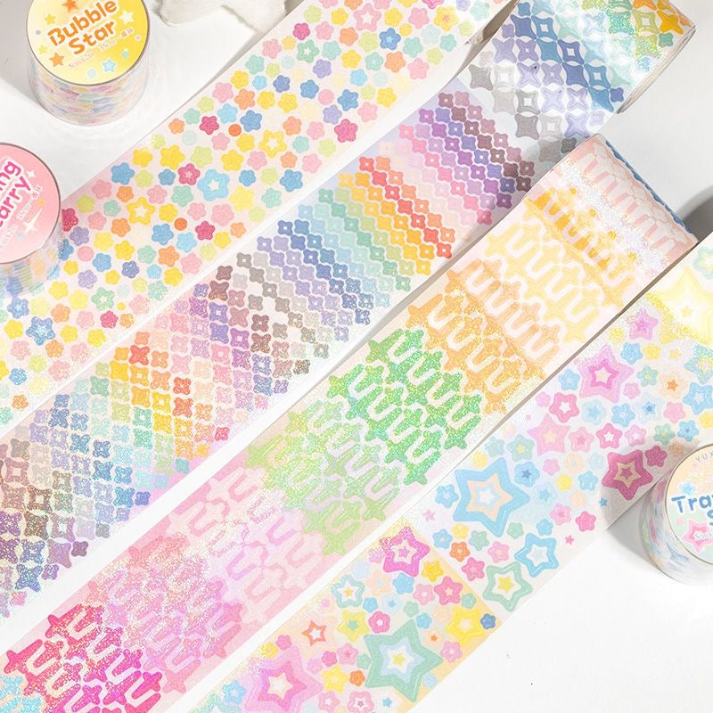 Rainbow Star Flash Sticker Roll Set Of 4