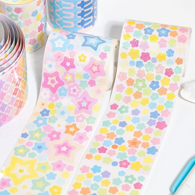 Rainbow Star Flash Sticker Roll Set Of 4