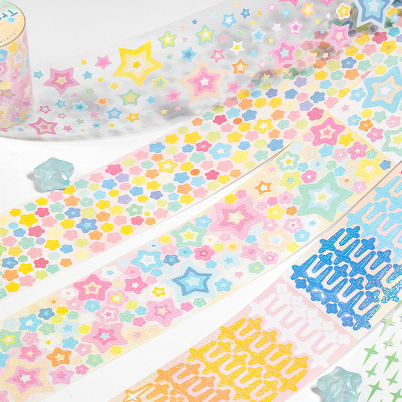 Rainbow Star Flash Sticker Roll Set Of 4