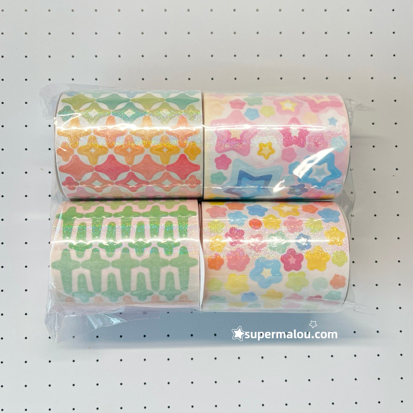Rainbow Star Flash Sticker Roll Set Of 4