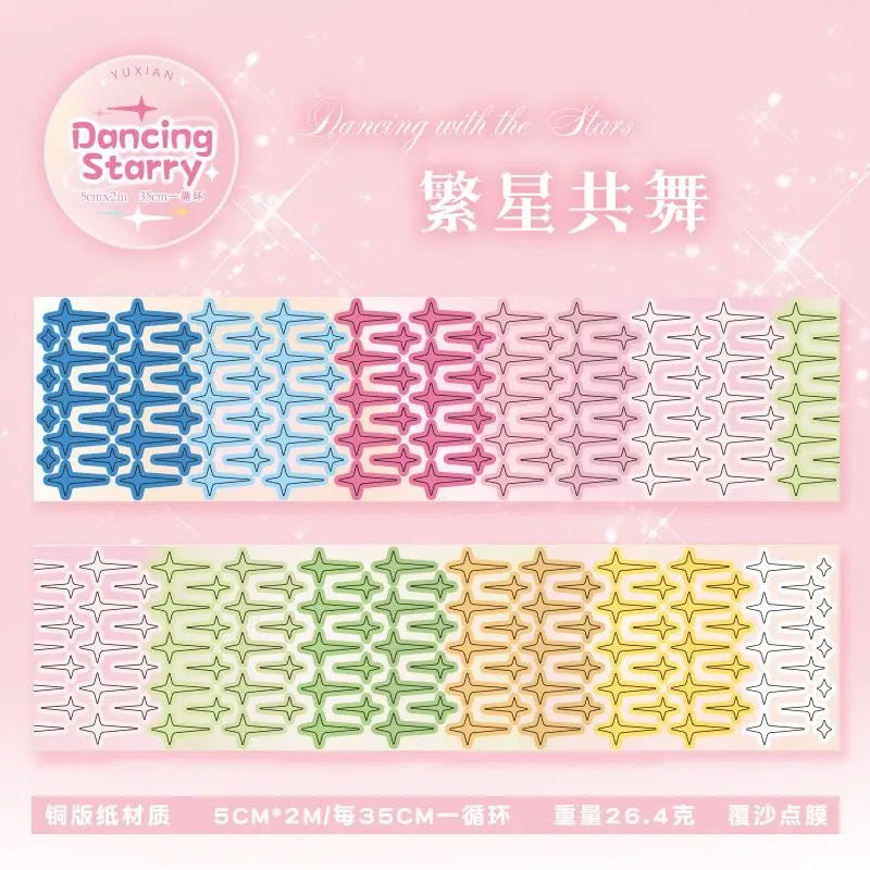 Rainbow Star Flash Sticker Roll Set Of 4