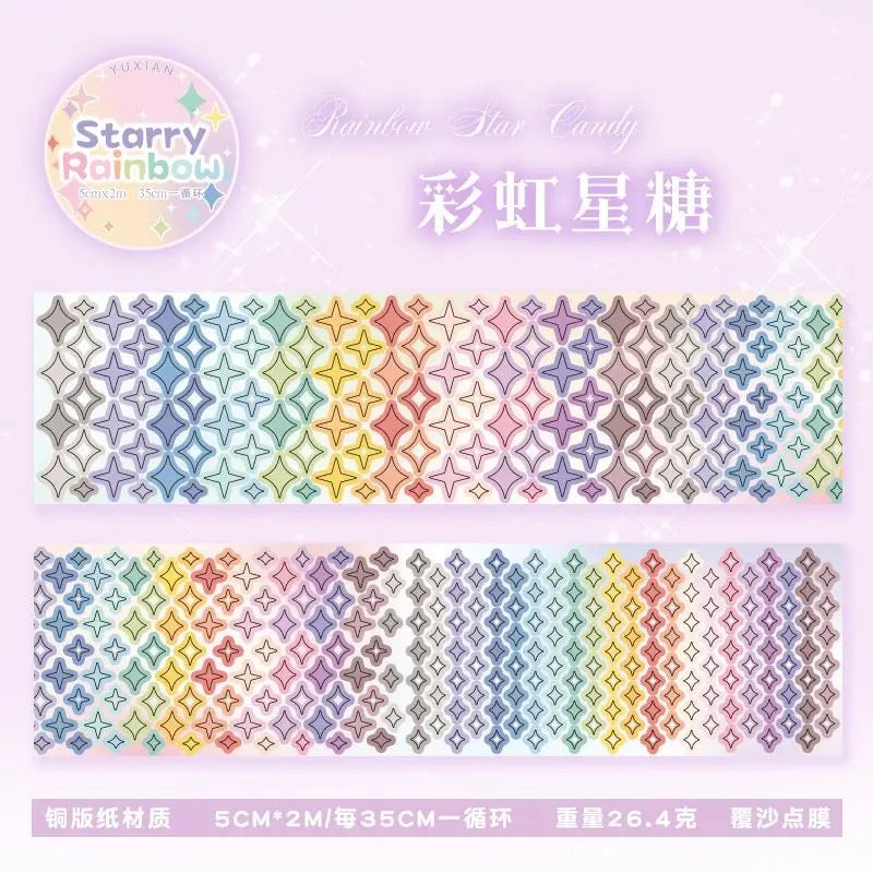 Rainbow Star Flash Sticker Roll Set Of 4