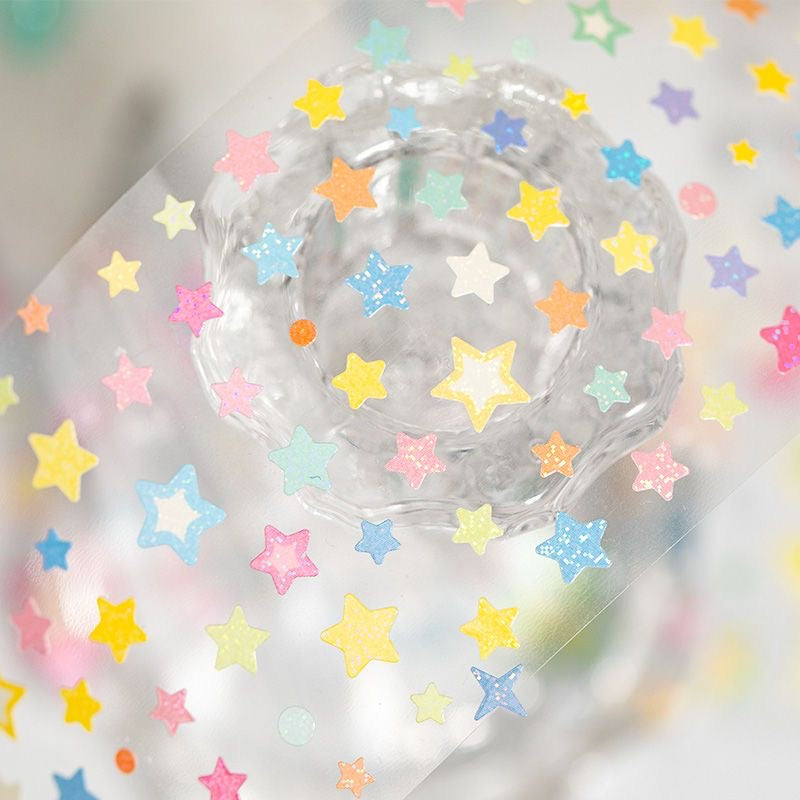 Rainbow Star Flash Sticker Roll Set Of 4