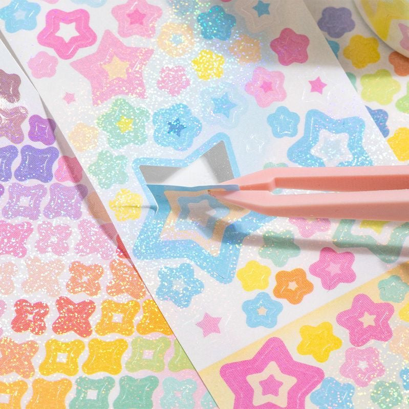 Rainbow Star Flash Sticker Roll Set Of 4