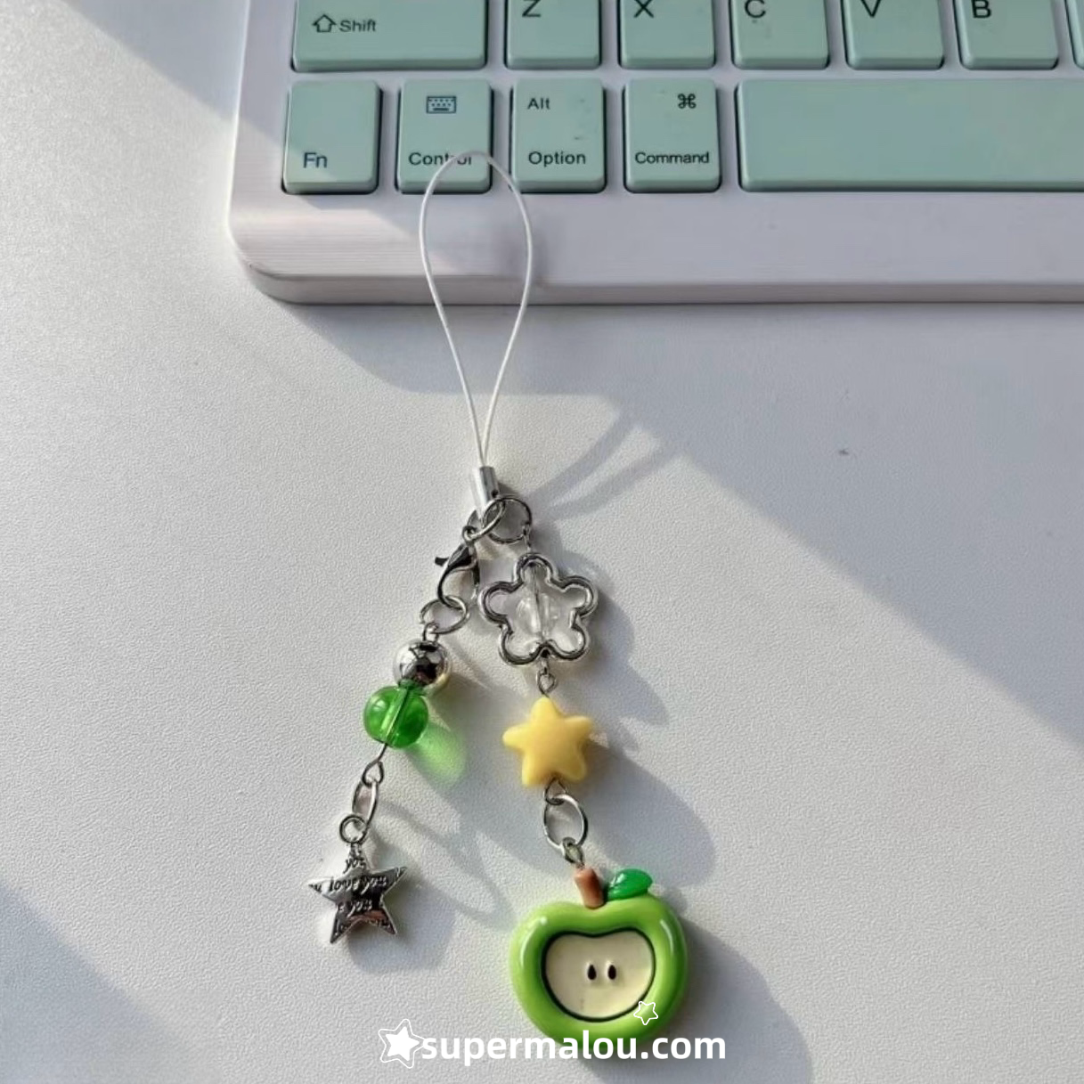 Red And Green Apple Star Phone Chain Keychain