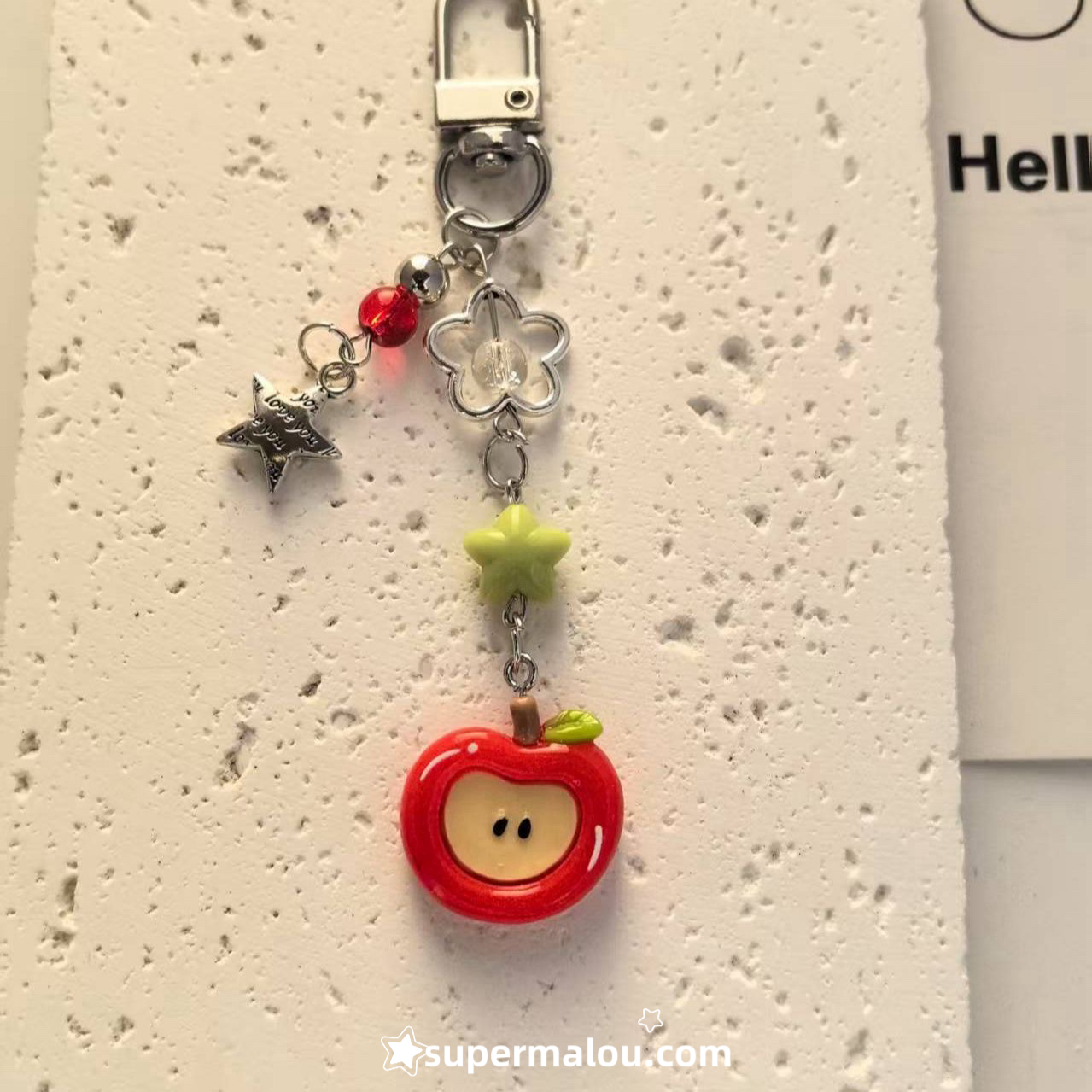 Red And Green Apple Star Phone Chain Keychain