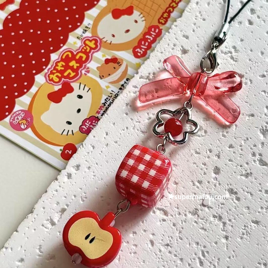 Red Apple Bowknot Phone Chain