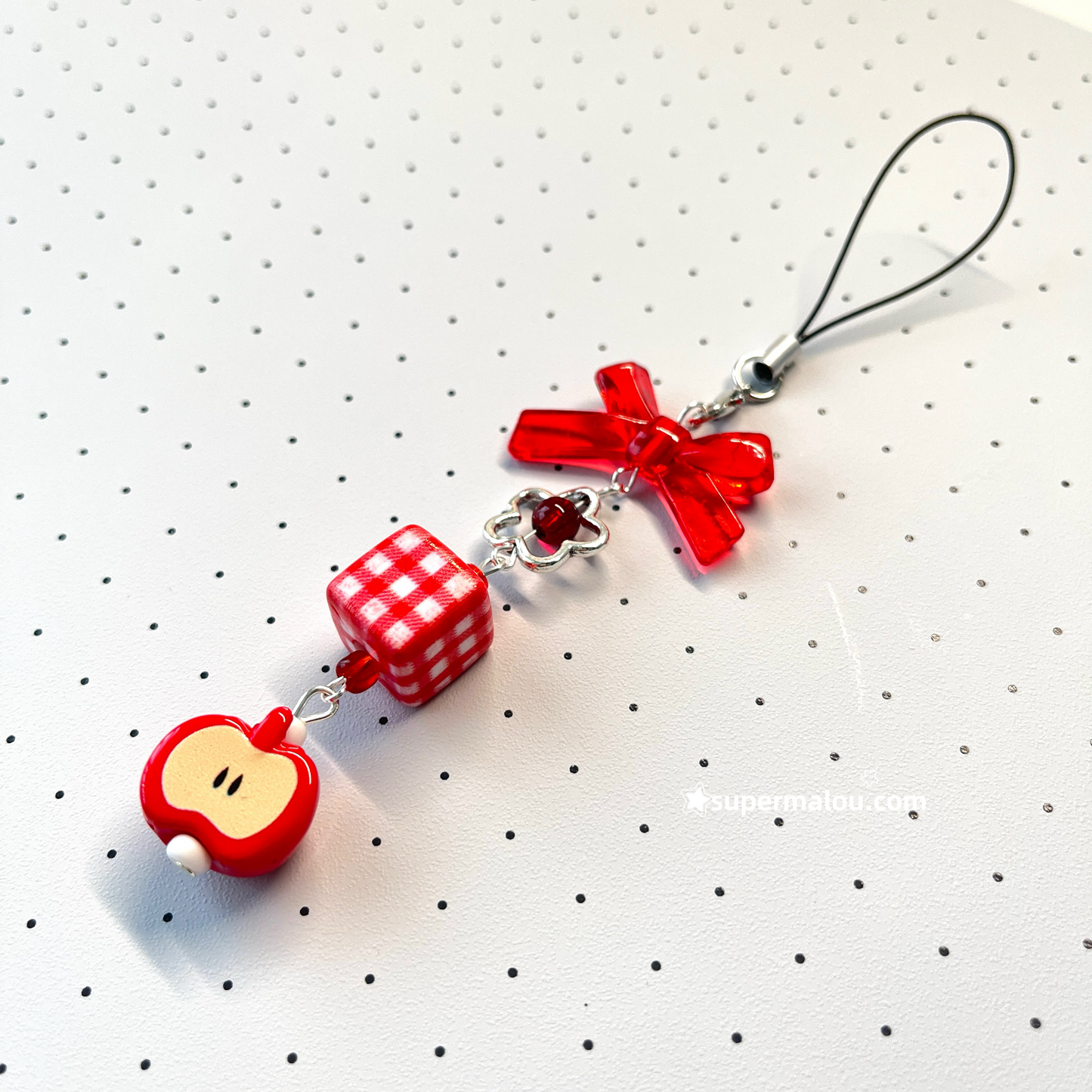 Red Apple Bowknot Phone Chain