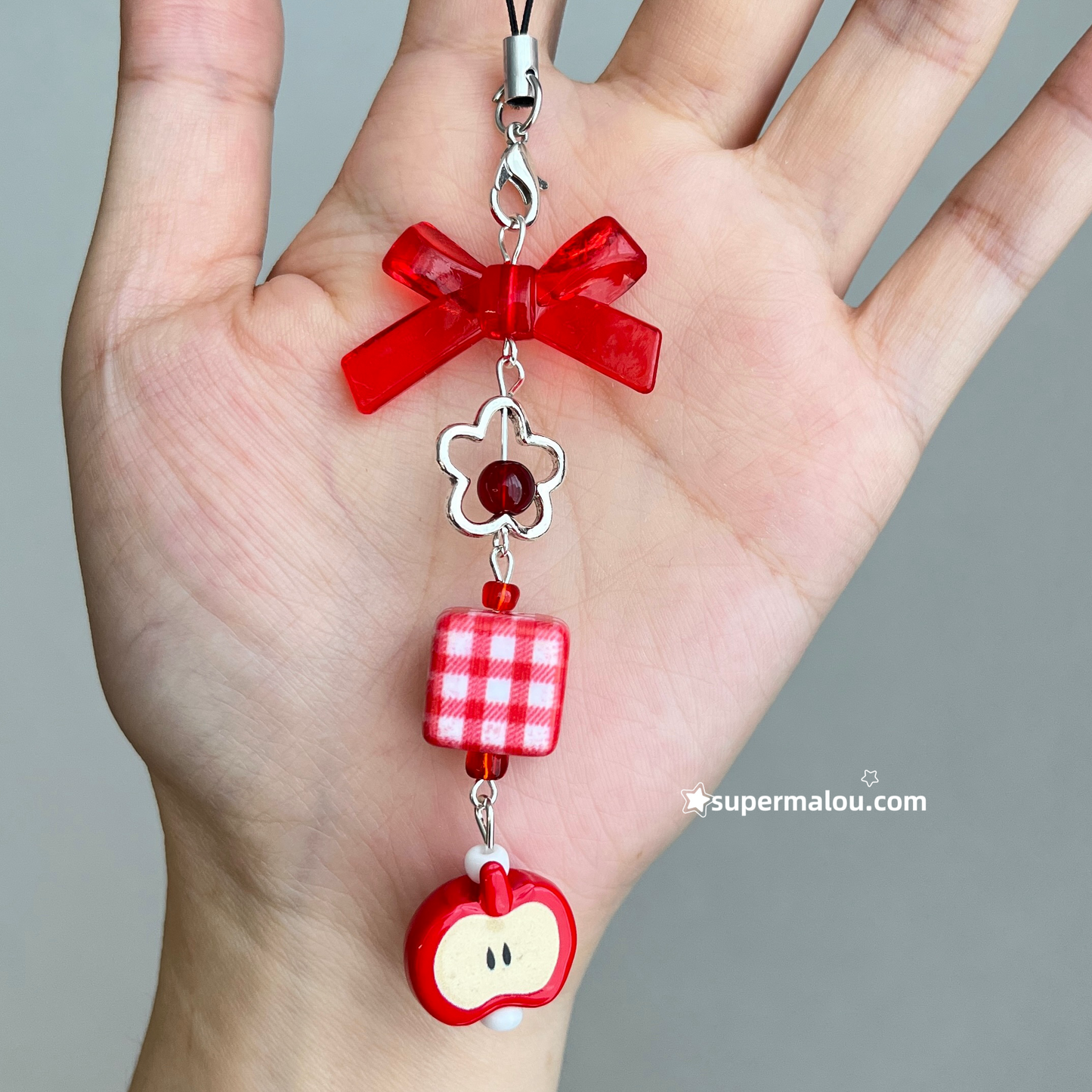 Red Apple Bowknot Phone Chain