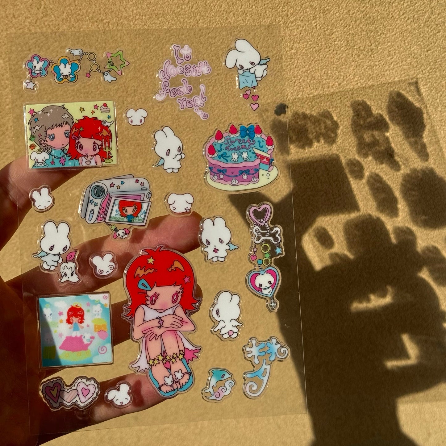 Red Hair Girl Birthday Cake Sticker Sheet